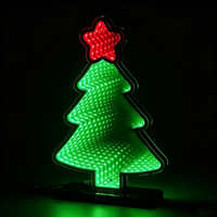 Lampe LED tunnel 3D effet abysse miroir infini pour sapin de Noël, veilleuse en acrylique pour décoration de table de Noël, cadeau