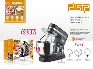 DSP Hot Seller, batteur sur socle Pro 1800W avec bol de 12 litres, conception à 6 vitesses et à levage par impulsion pour les familles nombreuses, boulangers à domicile (nettoyage facile) - Product Image 2