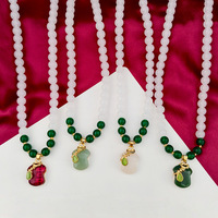 Collier ethnique unisexe PFT en jade blanc, perles Han de 8 mm, collier pour mère, pendentif gourde avec boucle de sécurité, nouveauté transfrontalière pour diffusion en direct