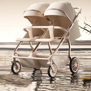 Lüks hafif yenidoğan 3in1 katlanabilir ikiz çocuk bebek arabası 2 çocuklar için çift bebek ve yürümeye başlayan bavul büyük tekerlek - Product Image 3