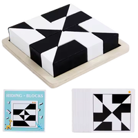 Blocs cachés jeu de Puzzle Mini ensemble de construction noir blanc avec 5 + modes de jeu Montessori cerveau jouets