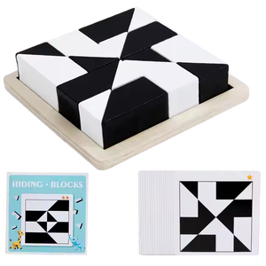 Juego de rompecabezas de bloques ocultos Mini juego de construcción en blanco y negro con más de 5 modos de juego Montessori Brain Toys - Product Image 6