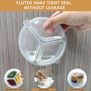 ภาชนะใส่ซอสแบบใช้แล้วทิ้ง 10 ชิ้น แบบหนา 3 ช่อง ปิดผนึกอย่างดี เกรดสำหรับอาหาร ภาชนะใส่ซอสแบบแบ่งช่อง - Product Image 2