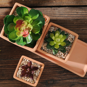 Venta al por mayor hecho a mano casa jardín natural cuadrado de cerámica terracota cerámica olla con placa - Product Image 3