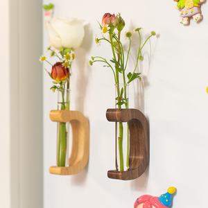 <span class=keywords><strong>Vase</strong></span> de propagation magnétique en verre, pot de fleurs en hêtre et noyer, système hydroponique, décoration moderne et minimaliste pour la maison, écologique, Pioneera - Product Image 2