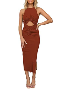 ชุดเดรสแขนกุดสำหรับผู้หญิง,เดรสผ้าเจอร์ซีย์ผ่าอัดชายจีบแบบกลวงไซส์ใหญ่สไตล์ยุโรปและอเมริกันฤดูร้อนปี2023 - Product Image 6