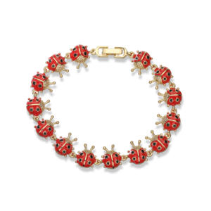 Gioielli da donna 18K placcato oro grazioso smalto rosso <span class=keywords><strong>coccinella</strong></span> bracciali a catena a maglie di insetti braccialetti a <span class=keywords><strong>coccinella</strong></span> - Product Image 3