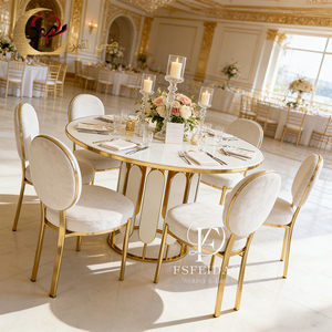 โต๊ะรับประทานอาหารสแตนเลสสตีลสีทองหรูหราทันสมัยสำหรับงานแต่งงานและงานอีเว้นท์ - Product Image 5