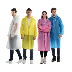 2024 New Hot Sale EVA Transparent Raincoat Cheap Price Full Body Reusable Long Rain Coat Light Breathable Portable Rain Poncho