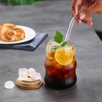 Tasse en verre soufflé à la main en borosilicate de haute qualité 500 ml, réutilisable, compatible lave-vaisselle et micro-ondes, portable pour la maison, pour café, lait, cola, jus