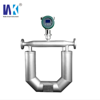Débitmètre Coriolis en acier inoxydable personnalisable, connexion à bride, haute précision 0,2 %, sortie numérique LCD pour liquides et huiles