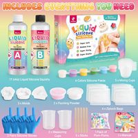 Taba Squishy Kit Kit Squishy en caoutchouc avec Kit Squishy FuFu guidé avec moule Flocage Poudre Soulagement du stress Divertissement