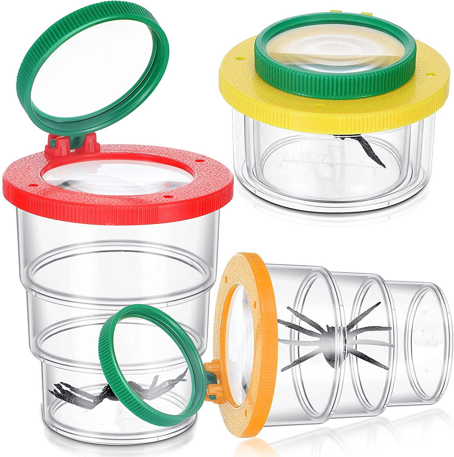 Баночка для насекомых с увеличительным стеклом сверху, растягивающийся зритель насекомых для детей, обучающий