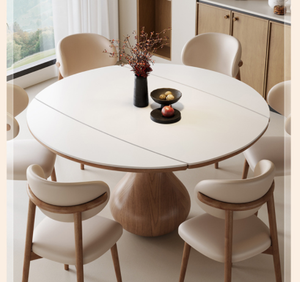 <span class=keywords><strong>Tavolo</strong></span> da Pranzo Rotondo Piano in Pietra Naturale <span class=keywords><strong>Allungabile</strong></span> Base in <span class=keywords><strong>Legno</strong></span> <span class=keywords><strong>Massello</strong></span> Arredamento <span class=keywords><strong>Moderno</strong></span> per Casa Villa Appartamento Stile Retrò Francese - Product Image 6