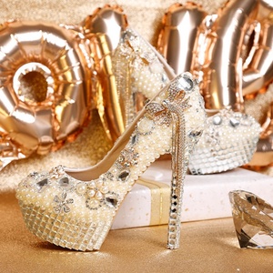 Nuevas Sandalias de Tacón Alto de 10-12 cm con Pedrería, Antideslizantes, Elegantes y Lujosas para Bodas, Banquetes y Fiestas - Product Image 1
