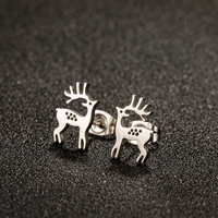 Shaungshuo Kleine Ohrstecker aus Edelstahl mit Weihnachtsmotiv Hirsch Tier-Ohrringe Damenschmuck Neujahrsparty-Geschenke