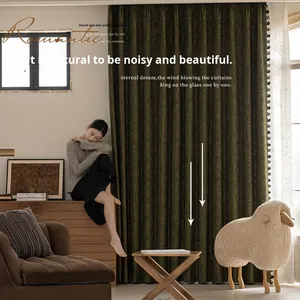 Nam Pháp sang trọng phong cách cổ điển rèm cửa retro màu xanh lá cây Jacquard Chenille Màn phòng ngủ cửa sổ valances rèm cửa cao cấp - Product Image 3