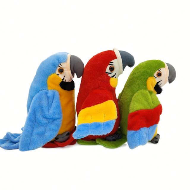 Electric Talking Parrot Stuffed Plush Toy Custom Plush Toy Bird Recording and Repeating Moving Talking Parrot Toy