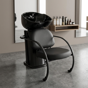 Lavacabezas de cerámica para peluquería con función de lavado de cabello semi-reclinable y sencilla, para lavado de cabello sentado con agua. - Product Image 1