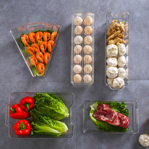Multiple specifications Clear PET Stackable Fridge Organizers Clear Plastic Pantry Storage Racks fridge storage bins