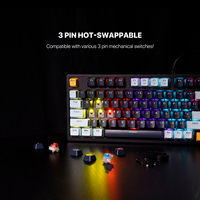 Clavier mécanique filaire Fantech MK875V2 RGB QWERTY pour PC Gamer, avec interrupteurs personnalisables et remplaçables