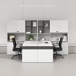 Nueva combinación de escritorio de oficina y silla, escritorio de computadora de oficina, estación de trabajo de oficina simple en forma de L con gabinete de almacenamiento - Product Image 1