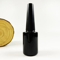 Flacon en verre vide rond de 15 ml pour vernis à ongles, avec revêtement couleur personnalisé, bouchon doré et pinceau, pour gel à ongles