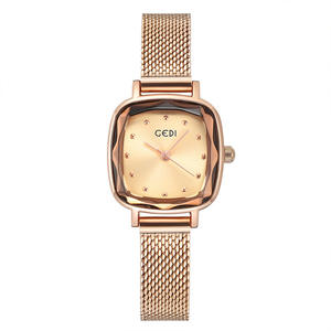 Women's small square watch retro square quartz wristwatch simple and elegant mesh <b>chain</b> design - Product Image 1
