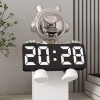 Jam Alarm Digital LED Modern, dengan Timer tidur, patung astronot kreatif, jam meja untuk rumah kantor
