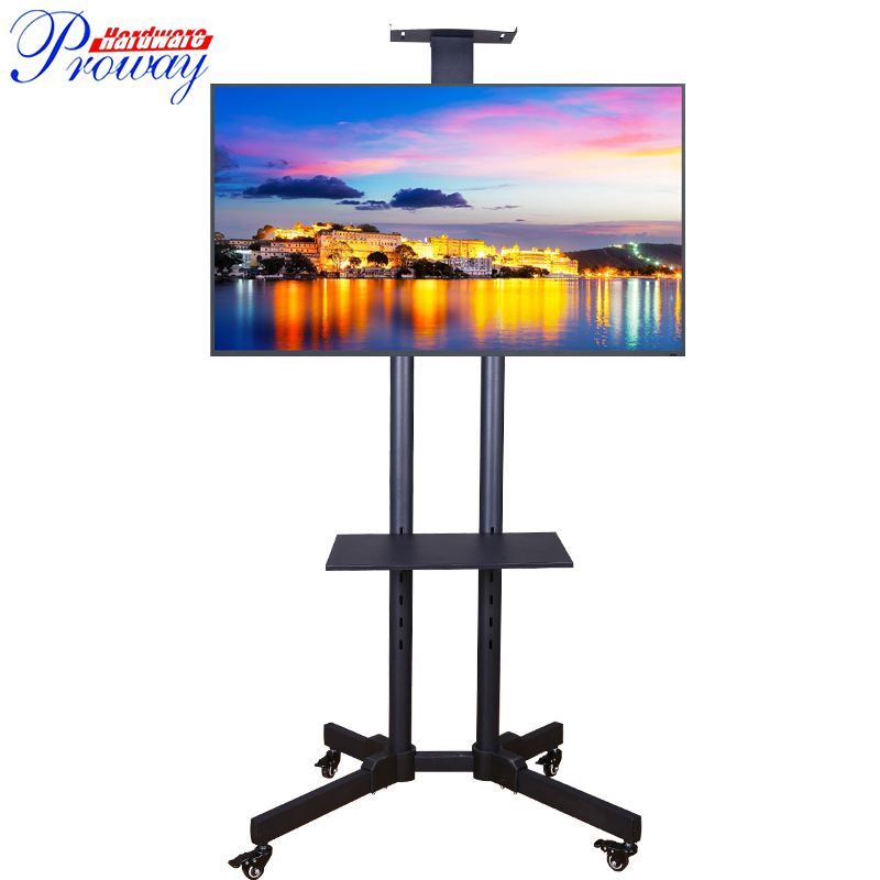 Мобильная тележка на колесиках для телевизора, регулируемая высота, подходит для тележек с плоским экраном 32, 35, 39, 42, 45, 48, 50, 55, 60 дюймов