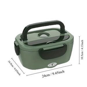 Boîte à lunch électrique portable en acier inoxydable vert avec conception anti-fuite, compatible lave-vaisselle, utilisation en extérieur pour l'école et les repas des enfants - Product Image 1