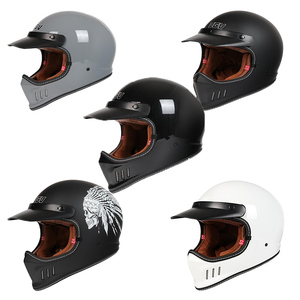Vendita calda Vintage personalizzato doppia visiera mezza faccia casco moto nuova condizione con fodera pieghevole in fibra di vetro schiuma fodera universale - Product Image 6