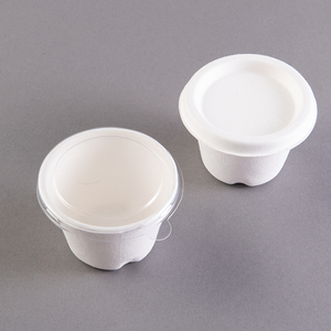 BPI sertifikalı şeker kamışı 4oz küçük sos bardak 100% Compostable microwasafe güvenli küçük tek kullanımlık Bagasse daldırma sos bardak
