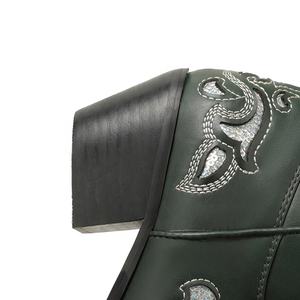 <span class=keywords><strong>Botas</strong></span> Vaqueras <span class=keywords><strong>Negras</strong></span> para <span class=keywords><strong>Mujer</strong></span> con Bordado Brillante, <span class=keywords><strong>Botas</strong></span> de Vaquera de Media Pantorrilla con Punta Puntiaguda para Fiestas y Estilo Country - Product Image 5