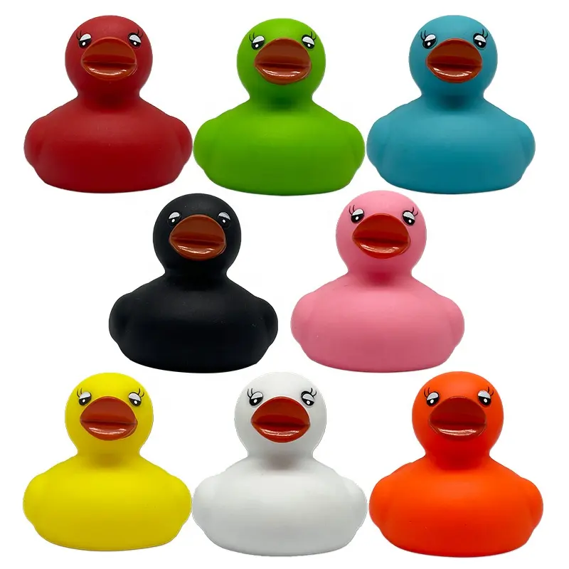 Custom Logo Plain Bulk 2 inch 5cm PVC Wholesale Green Blue Orange Plastic Bathtub Squeaky Yellow Bath Duck Toys Rubber Duck