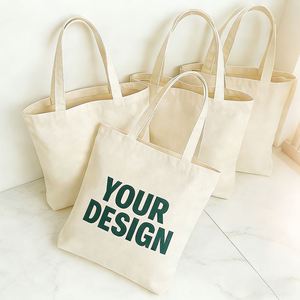 Sac fourre-tout en toile de coton biologique uni avec logo personnalisé et stock vierge pour fournisseur - Product Image 1