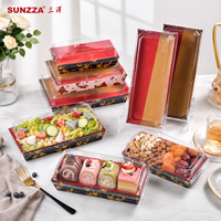 Sunzza motif personnalisé rectangulaire sushi jetable boîte d'emballage antibuée couvercle dessert gâteau emballage conteneur avec revêtement PE