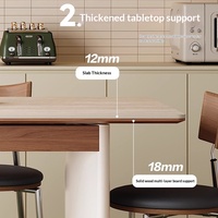 Table à manger extensible en bois et pierre, style mi-siècle, avec plateau rabattable, couleur crème, rectangulaire, pour petites maisons, nouveau modèle 2026