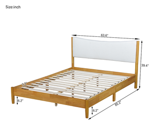 Queen Size Modern Convertible <b>Platform</b> <b>Bed</b> with Diamond Crystal <b>Frame</b> Boucle Upholstered Headboard Support Feet Beech White - Product Image 6