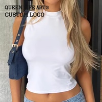 Haut de sport court à dos nageur pour femme Verdant Strokes avec logo personnalisé, en denim et batik, avec décoration imprimée en 3D