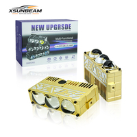 Projecteur LED de travail et de conduite à double faisceau, 3 lentilles, doré, grille CNC, 100W, tricolore 6500K, étanche, pour voiture tout-terrain, SUV, 4x4