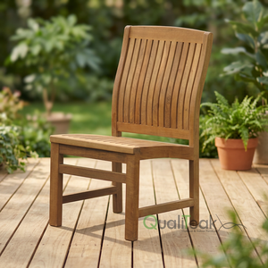 High Quality Modern Armless <b>Stackable</b> Teak Wood Stacking <b>Chair</b> for Outdoor Garden <b>Dining</b> Park & Villa Use - Product Image 3