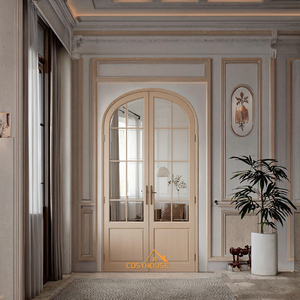 Europäische Hochwertige Weißeichen-Doppeltüren im Französischen Stil mit Bogen und Glas, Schalldämmend, Modernes <span class=keywords><strong>Design</strong></span> für Hotel und Villa - Product Image 3