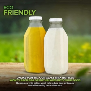 Bouteille à lait en verre carrée de 1 l, avec couvercle anti-empeigne blanc, pot de lait de 32Oz, pour boisson, bouteille en verre avec couvercle pour lait d'avoine, 30 ml - Product Image 4