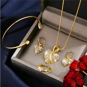 Fashionable Earrings Set Zirconia Pave Jewelry Women Stainless Steel Sets Zircon Necklace And Earring Jewelry Set /