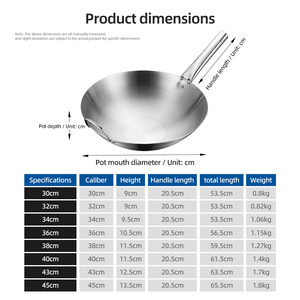 Sartén Comercial de Acero Inoxidable FLEY de Varios Tamaños, <span class=keywords><strong>Wok</strong></span> de un Solo Asa, Sartén de Cocina Engrosada para Cocinar en Cocina y Restaurante - Product Image 2