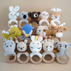 Juego <span class=keywords><strong>de</strong></span> Sonajeros <span class=keywords><strong>de</strong></span> Animales <span class=keywords><strong>de</strong></span> Dibujos Animados Tejidos a Mano - Lindos Juguetes Sensoriales <span class=keywords><strong>de</strong></span> León, Elefante, Conejo, Hipopótamo y Pingüino para Bebés - Product Image 5