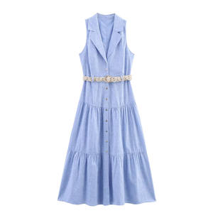 Robe longue vintage unie taille naturelle coupe régulière pour femme ZA, nouvelle mode été 2026 - Product Image 1