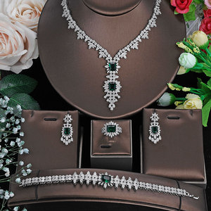 BAOYI नई शादी दुल्हन वर क्रिस्टल Rhinestones के हार कान की बाली आभूषण सेट - Product Image 1