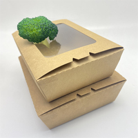 Boîte à salade jetable en papier kraft pour emballage alimentaire avec fenêtre transparente anti-buée pour sushis et salades